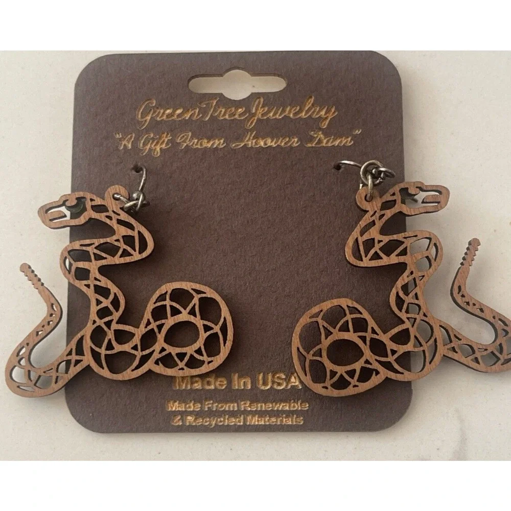 Green Tree Designs Snake Wooden‎ Laser Cut Green Gem Eyes Filigree 2